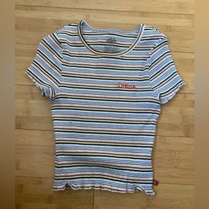 Womens Juniors Size XL Dickies Striped Top Tee Shirt